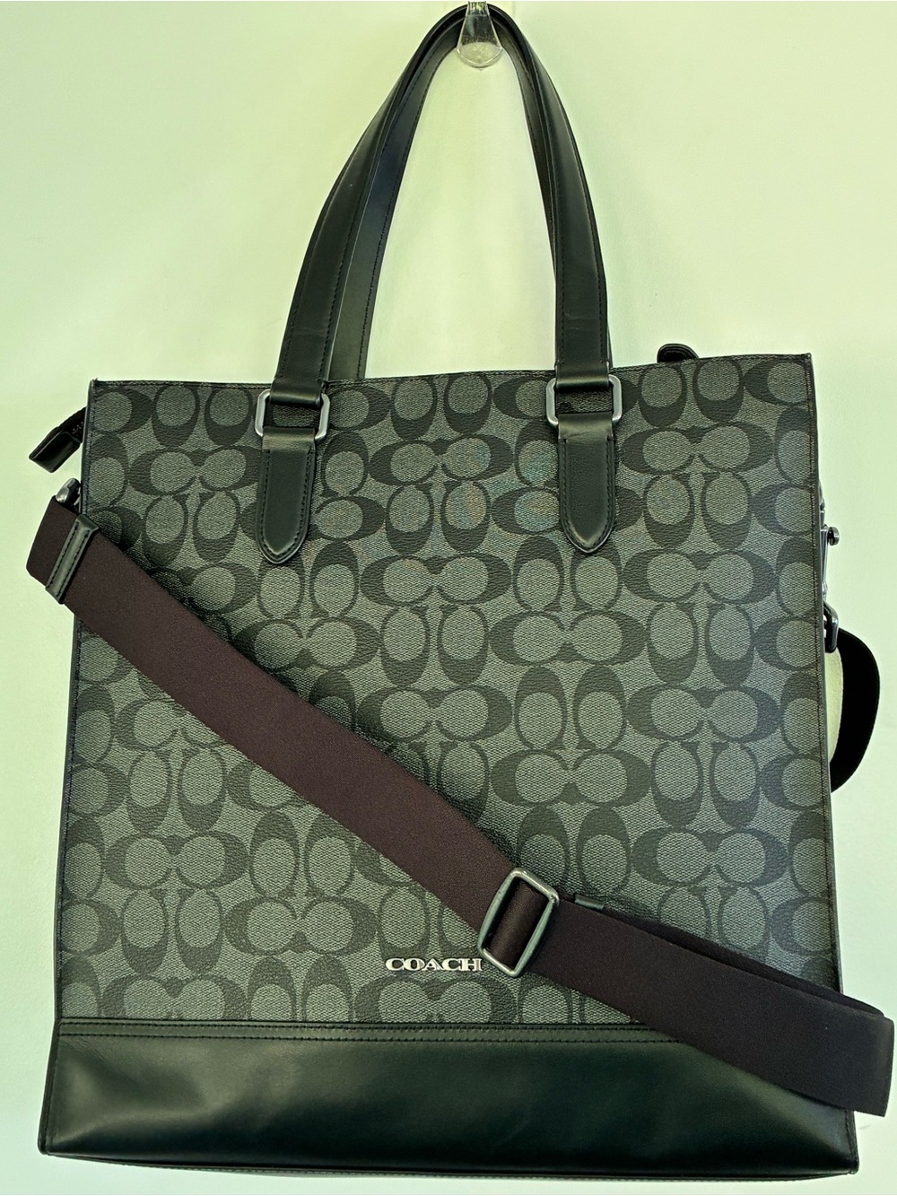Coach Men's Graham Structured Tote Bag Signature Canvas Charcoal Black C3232